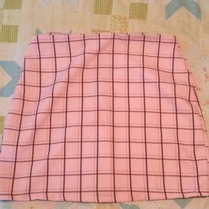 Boohoo Pink Plaid Mini Skirt - size 8